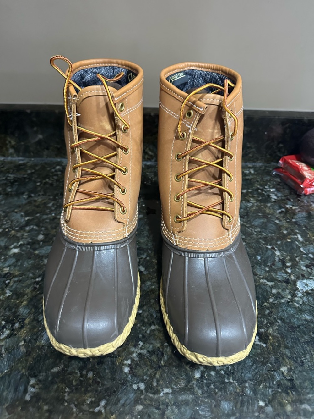 L.L. Bean Men's Tan Leather & Brown Rubber Duck Boots